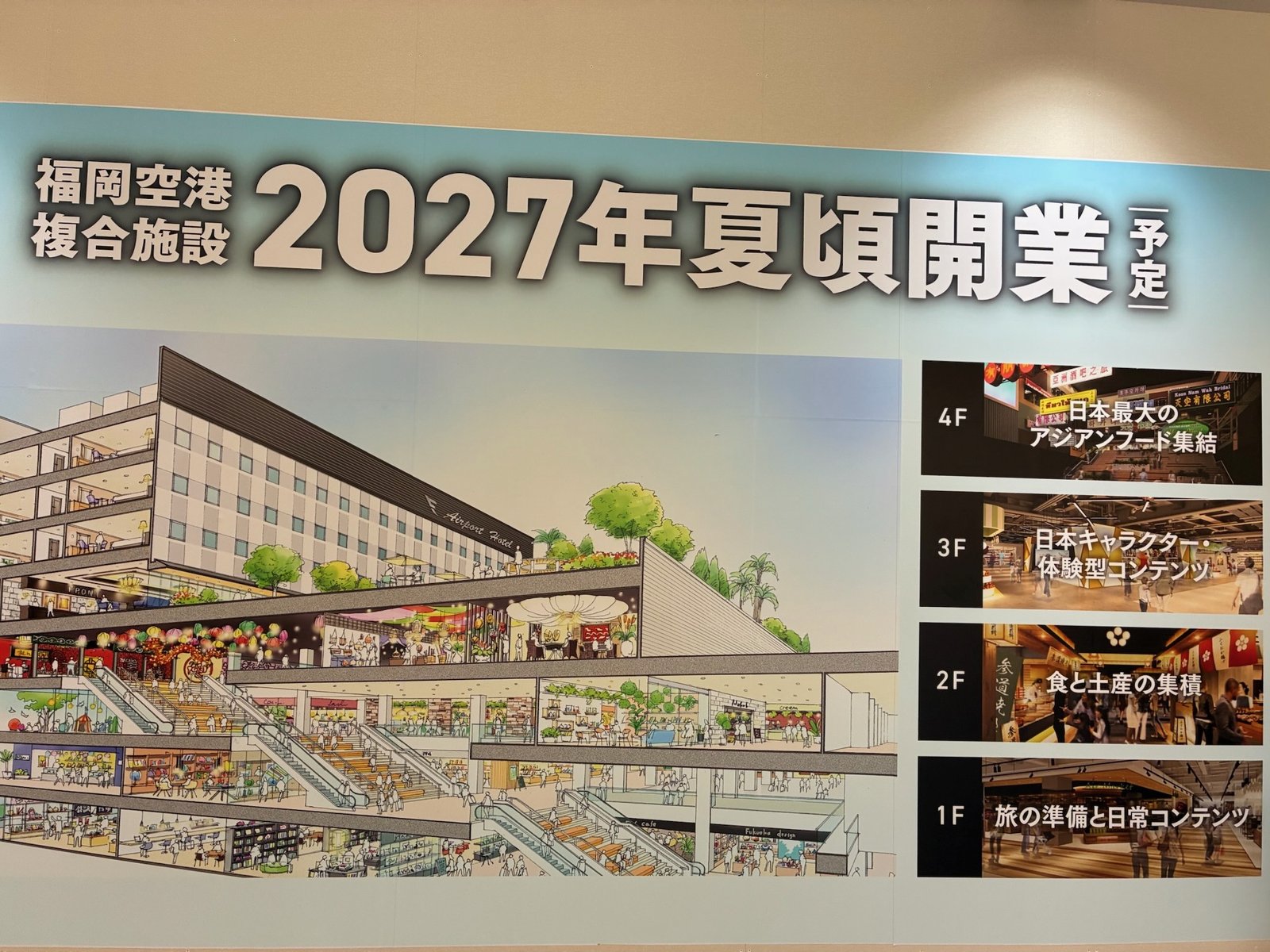 福岡空港複合施設2027年夏頃開業の案内看板