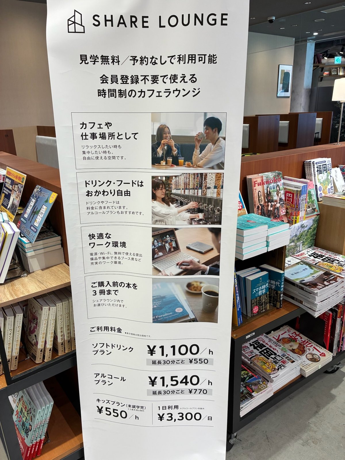 シェアラウンジの料金案内