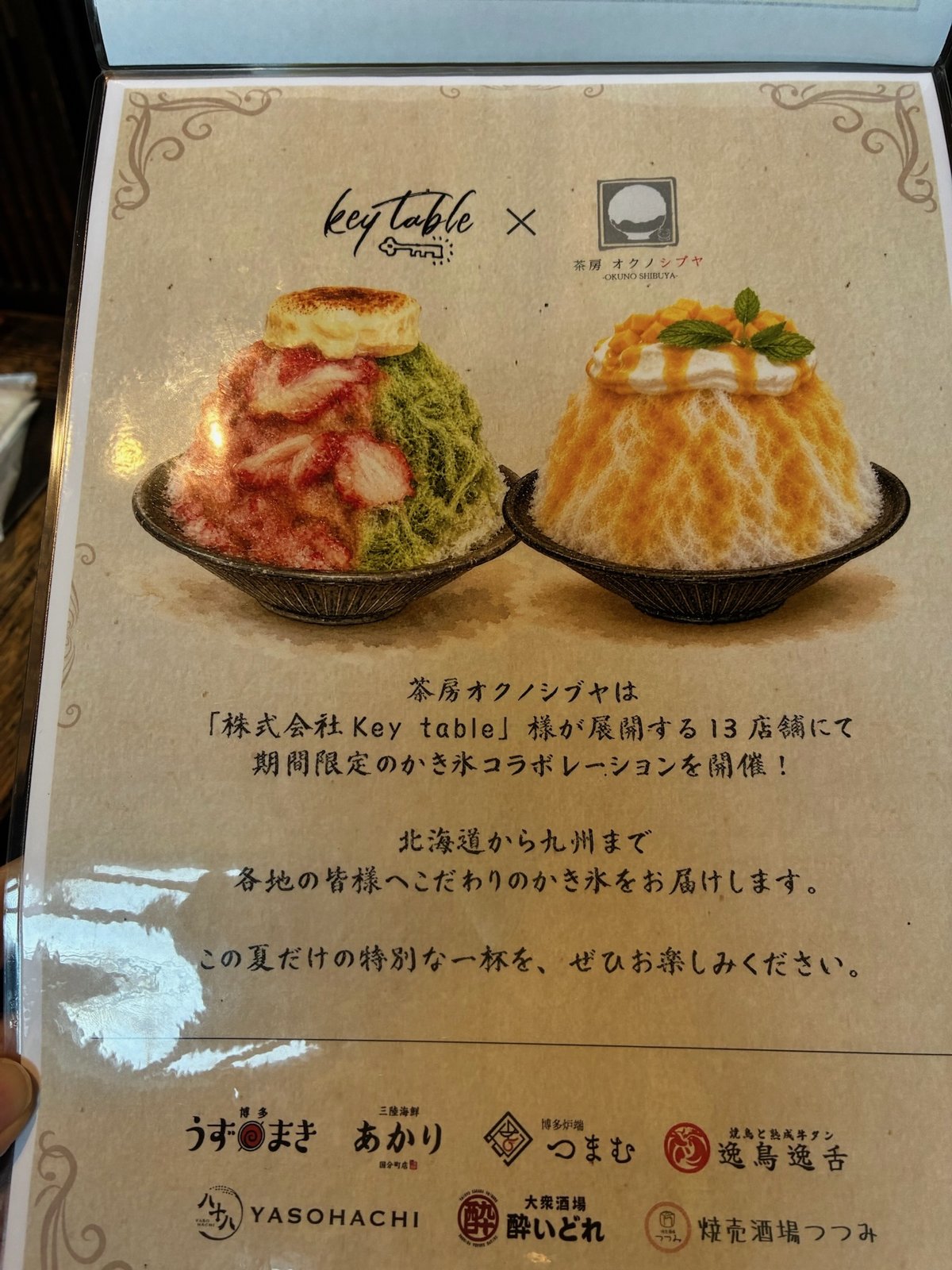 茶房オクノシブヤのコラボ説明カード